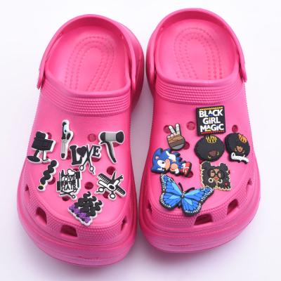 China 2021 Custom Clog Charm Free Shipping USA Warehouse Stocs In Random 100pcs Mix Styles Croc PVC Shoe Charms Accept Custom Made for sale