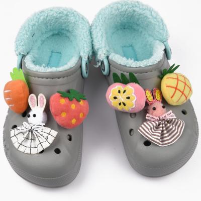 China Clog charm pom pom fur ball shoe charms cute toy croc wholesale charms for sale