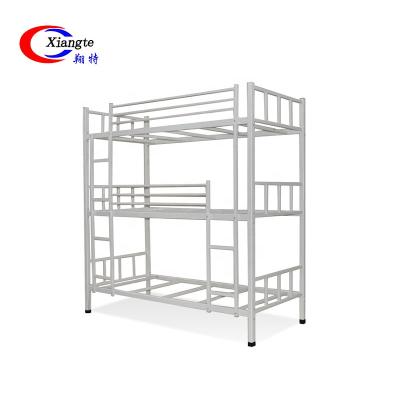 China Contemporary Hotel 3 Tier Hostel Heavy Duty Steel Platform Three Triple Sleeper Metal Kids Bunk Bed for sale