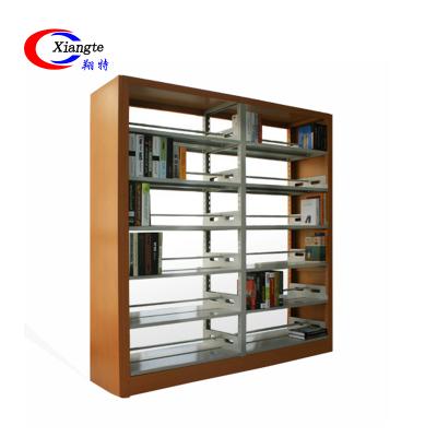 China Modern Design Elegance Office Contemporary Stainless Steel Bookcase Detachable Wooden Shelf for sale