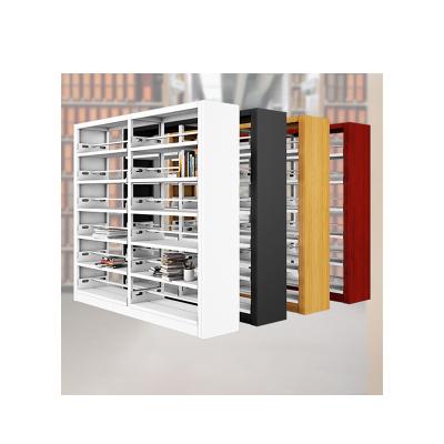 China Bookcase Design Modern Metal Fashion Steel School Bookcase Modern Double Sided Bookshelf for sale