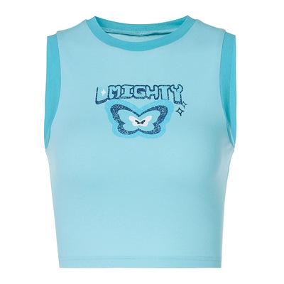 China Print cartoon butterfly fashion anti-pilling casual women's tank top t-shirt girls blue graphic animal soft clothing y2k for sale