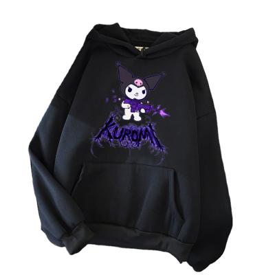 China Velvet Sweatshirt Kuromi Anime Hoodie y2k Goth Kawaii Anti-pilling Long Sleeve Winter Women Clothing Color Sweatshirt for sale