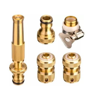 China Variable Heavy Duty Brass Adjustable Flow Controls Hose Nozzle With Quick Connector Garden Water Spray Gun Sets for sale