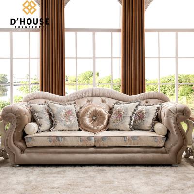 China High Quality Modular Velvet Fabric Furniture Sofa Floral Button Tufted Chesterfield Upholstery Sofa Set for sale