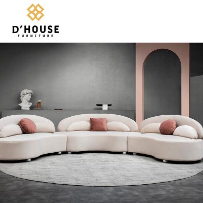 China Modular Luxury Modern European Design Velvet Fabric Living Room Furniture Upholstery Semicircle Round Corner Sofa Sets for sale