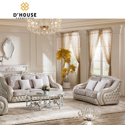 China Wholesale Reclining Tech Leather+Fabric Sofa Furniture Wood Button Tufted Chesterfield Upholstered Living Room Sofa Set for sale