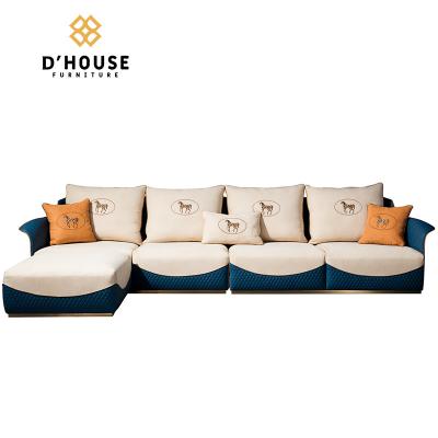 China Waterproof Furniture Wooden L Shape Corner Sofa Modular Modern Luxury Design Cover Sectional Living Room Set for sale