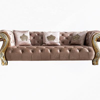 China Modular Luxury Italian Classical Sofa Set Fabric Wooden Frame Sofa Set Adorned Chesterfield Design AL037 for sale