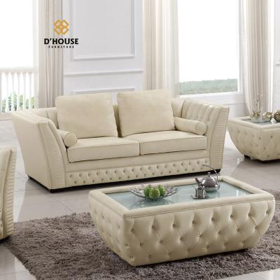 China Modular High End Contemporary Luxury Furniture European Genuine Leather Chesterfield Upholstered Sofa For Living Room for sale