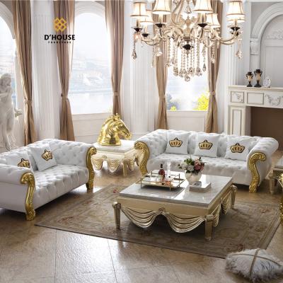 China Modular Classic Italian Furniture Contemporary Royal Living Room Hand Carved Genuine Leather Button Upholstery Chesterfield Sofa for sale