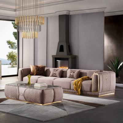 China Stainless Steel High Quality Leather Leg Design Furniture Extended Modern Chesterfield Sofa Sets For Luxury Living Room for sale