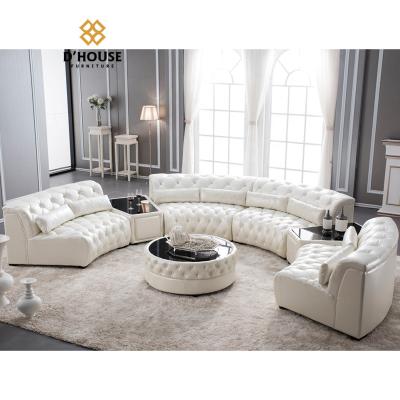 China Modular italian designer corner contemporary luxury leather upholstered curved sectional sofa large for living room for sale