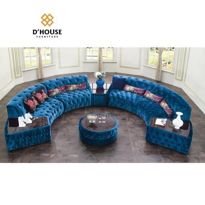 China Italian Popular Nordic Modular Sofa Sectional Velvet Blue Chesterfield Circle Modern Round Sofas Half for sale