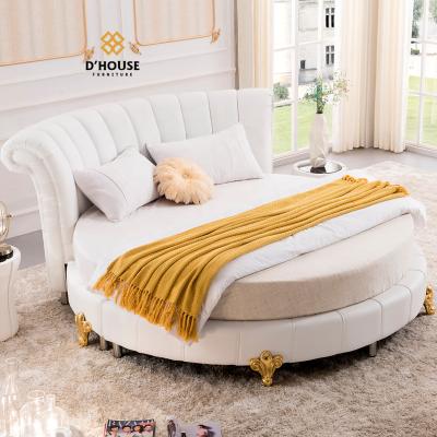 China Modern Simple Round Light Luxury Double Bed Fabric Bedroom Queen Size Sofa Bed Round Bed for sale