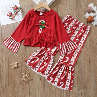 China Sweet Red Cotton Candy Christmas Outfit Kids Boutique Remake Outfits Girl Dress Up Set for sale