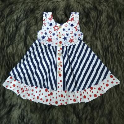 China Anti-Static 4th July Festival Toddler Dress Baby Independence Day Dresses Kids Dresses Summer Printed Clothes for sale