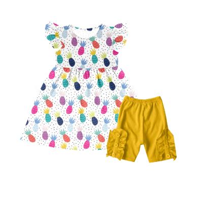 China Wholesale new design sweet girls summer for kids pineapple print outfit clothes for babies for sale