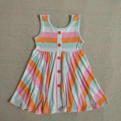 China 2021 Anti-Static Striped Boutique Dress Girls Sleeveless Kids Twirl Formal Clothing Girls Dresses for sale