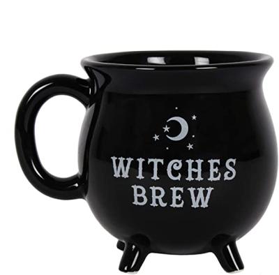 China Holiday Decorate Mugfloz Cup Bowl Drink Beware Custom Creative Ceramic Witches Brew Cauldron Mug Black for sale