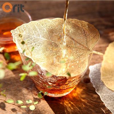 China Viable New Product High Quality Creatives Relax Tea Tool Metal Leaf Shape Tea Strainer for sale