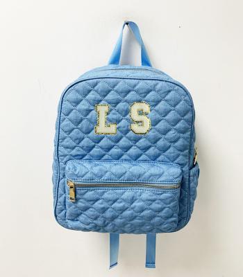 China Fashion Women Winter Denim Beach Bag Stripper Backpack Lady Shopping Bag For Portable Wholesale Blue Causal School Quilted Travel Big Large for sale