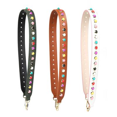 China Bag Straps New Women Handbags Colorful Sheer Cross - Body Bags Single Shoulder Wide 4cm Straps Bag Accessories PU Leather Stud Strap for sale