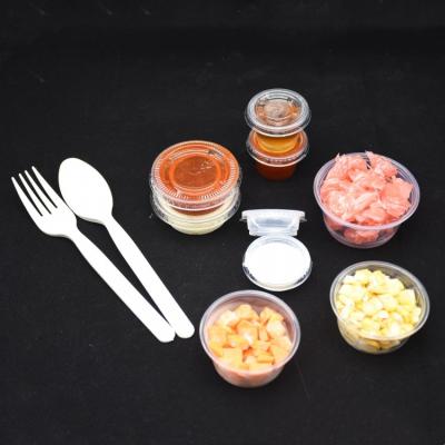 China Temperature-25-125 Â ° OEM Factory Deli Grocery C Cups Transparent Disposable Sauce Cup Plastic Sauce Cups With Lid for sale