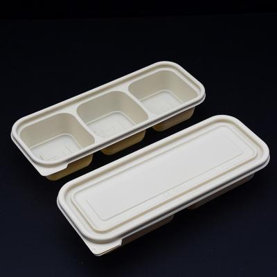 China Environmentally Friendly And Biodegradable Compostable Cornstarch Three Compartment Disposable Containers With Lids For Food for sale