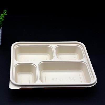 China Environmentally Friendly and 4 Compartment Biodegradable Cornstarch Take Away Disposable Bento Lunch Box Cornstarch Lunch Box for sale