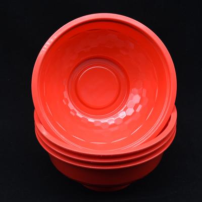 China Red Disposable Plastic Food Container Soup Noodle Microwave Push Bowl Bowl Plastic Packaging Disposable for sale