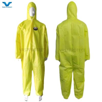 China Yellow Chemical Disposable Coveralls Industrial Safety For Industrial Hazards Protection for sale