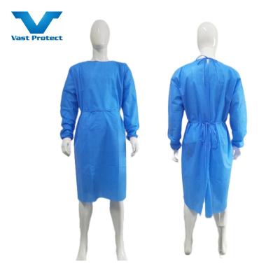 China PPE impermeable azul antiestático SMS vestido quirúrgico no tejido en venta