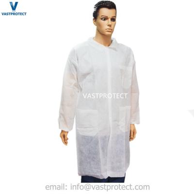 China Overcoat With Label Accessories Polypropylene Microporous SMS Non Woven PP Lab Coat for sale