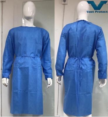 China Medical Grade SMS Isolation Gown Tear Resistant Disposable Surgical Gown ANSI Level 1/2/3 for sale