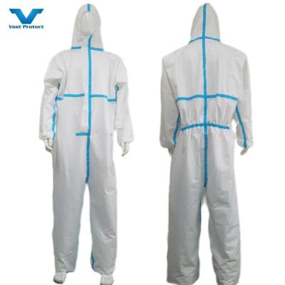 China Ankle Style CE Type4/5/6 Microporous Coveralls Breathable Durable Protective Clothing for sale