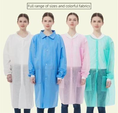 China Hospital Long Sleeve Disposable Lab Coat in White / Blue / Green / Purple / Pink / Yellow Color for sale