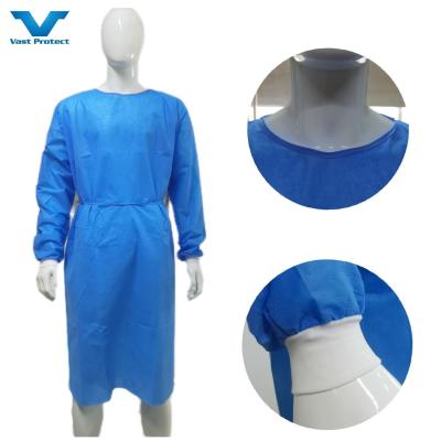 China Adequate Inventory Nonwoven Isolation Gown Soft Anti-Static Gown with Knitted Cuffs for sale