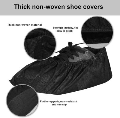 China Black Non-Woven Fabric Breathable PE Cloth Slip Resistant Disposable Boot Shoes Cover for sale