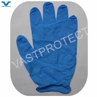 China Guantes de nitrilo desechables de 9 pulgadas de color azul sin exámenes de polvo hechos de nitrilo puro con ISO en venta