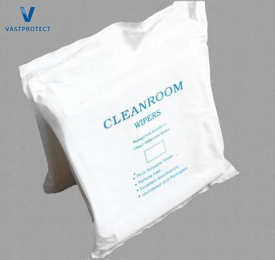 China White ESD Lint Free 100% Polyester Microfiber Cleanroom Wipers With Antistatic Agents for sale