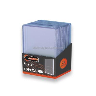 China 75PT Toploader 25ct Thick PVC 3X4 Trading Card Top Loader Card Sleeves for sale