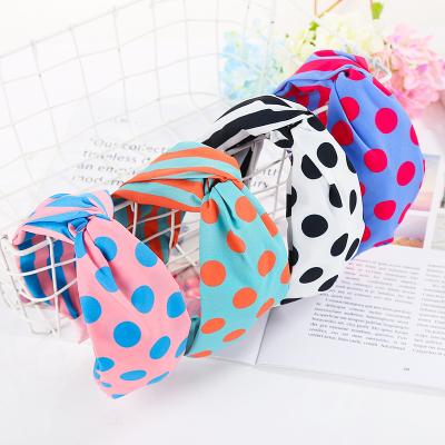 China Fashion 2022 New Ladies Middle Knotted Release Art Stripe Ideas Contrast Color Wide Headband for sale