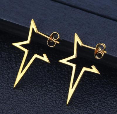 China Stainless Steel Geometric Simple Star Large Cavity Fashion Trend Exaggeration Five-pointed Star Stud Earrings for sale