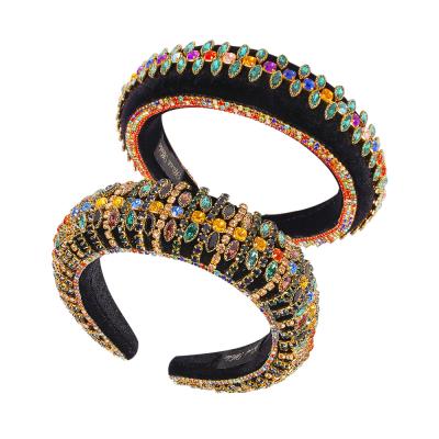 China Fashion Baroque Wholesale Wide Rhinestone Headband Colors Crystal Hair Accessories Headband for sale