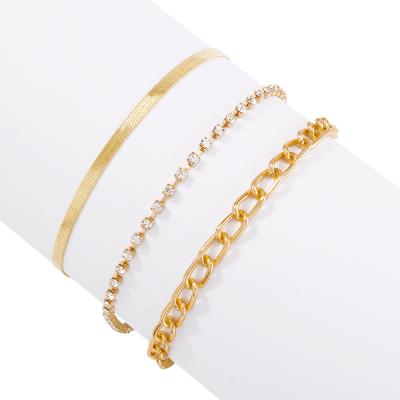 China Other the new fashion lady personality claw chain snake inlaid with diamond bone chain anklet for sale