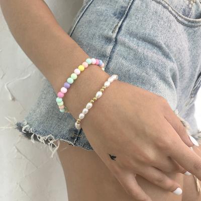 China New Trendy Fashion Double Color Bohemian Style Women's Imitation Pearl Bracelet for sale