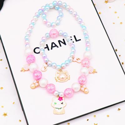 China Europe children's necklace set Korean ballet girl alloy necklace girl jewelry set pearl necklace for sale