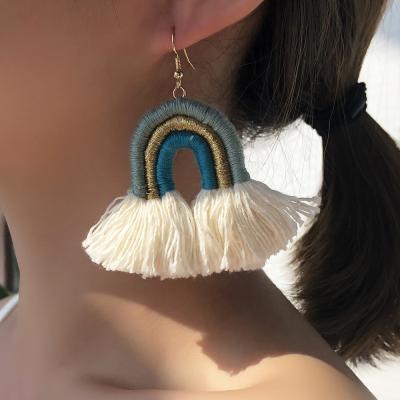 China Popular Ethnic Bohemian Earrings Women's Fashion Aimgal Style Rainbow Alloy Retro Woven Earrings for sale