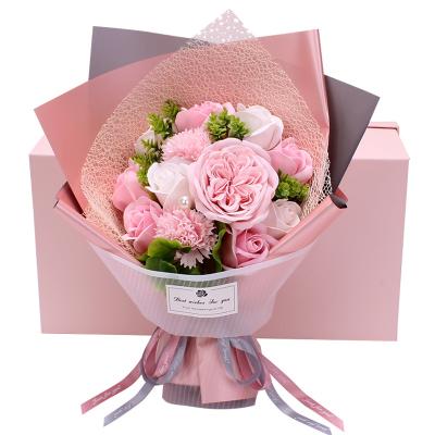 China Practical Valentine's Day gift simulation bouquet Austin soap rose gift box Christmas gift soap flower for sale